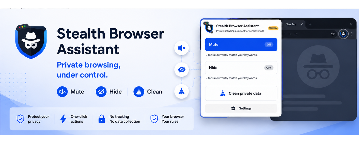 Stealth Browser Assistant — Hide Tabs & Panic Button screenshot