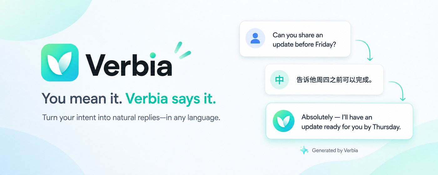 Verbia - AI Reply & Writing Assistant screenshot